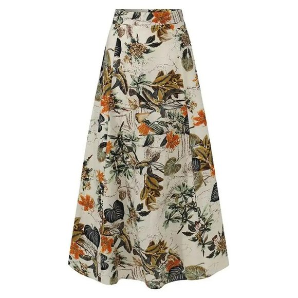 Indian Printed Skirts Women's Spring Sundress High Waist Casual Skirts with Top - Picture 1 of 5